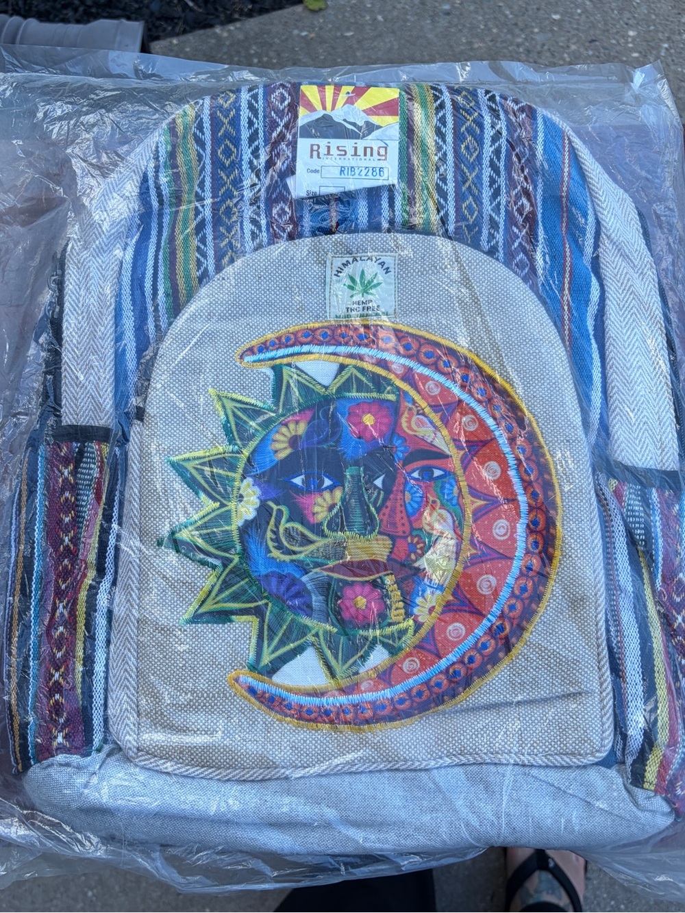 Rising International Himalayan Hemp Sun Moon Backpack Boho Nepal NWT